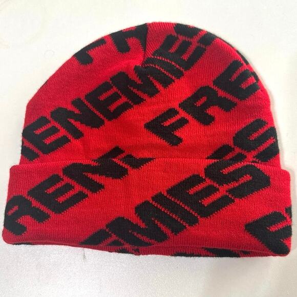 Red beanie hat with black letters Frenemies all over the hat. No tags dbl layer - Picture 5 of 7